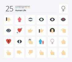 mänsklig 25 platt Färg ikon packa Inklusive avatar. tummen upp. mänsklig. tycka om. kärlek vektor