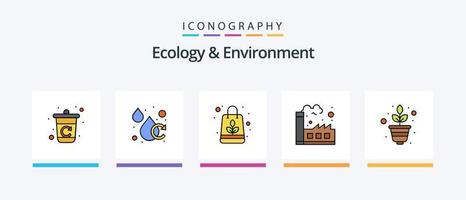ekologi och miljö linje fylld 5 ikon packa Inklusive forskning. grön. grön. hogshead. öl. kreativ ikoner design vektor