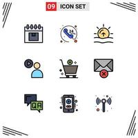 uppsättning av 9 modern ui ikoner symboler tecken för Lägg till video service spela väder redigerbar vektor design element