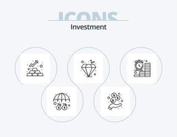 Investment Line Icon Pack 5 Icon-Design. Schutz. Geld. Investition. Kaution. Finanzen vektor