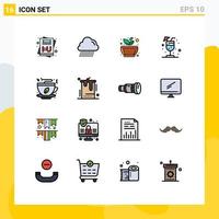 Stock Vector Icon Pack mit 16 Zeilenzeichen und Symbolen für Lebensmittel, Kaffee, Ruhe, Tee, Saft, bearbeitbare kreative Vektordesign-Elemente