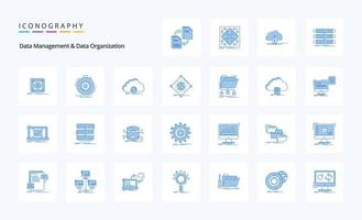 25 blaues Symbolpaket für Datenverwaltung und Datenorganisation vektor