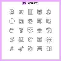 25 Benutzeroberflächen-Linienpaket mit modernen Zeichen und Symbolen der Zwischenablage Montag Vision Verkauf Online-Shop editierbare Vektordesign-Elemente vektor