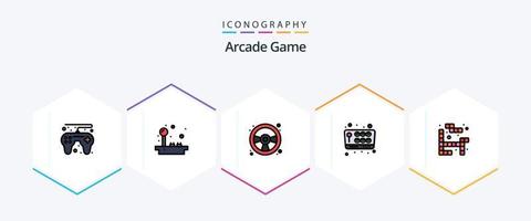 Arcade 25 Filledline Icon Pack inklusive Play. Tetris. Spaß. Spaß. Spiel vektor
