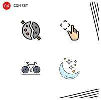 4 kreativ ikoner modern tecken och symboler av astronomi cykel planet upp promenad redigerbar vektor design element