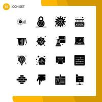 modern uppsättning av 16 fast glyfer pictograph av bakning tecken hänglås försäljning miljö redigerbar vektor design element