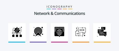 Symbolpaket für Netzwerk- und Kommunikationsglyphen 5 mit Pfeil. Mitteilungen. Route. Plaudern. Netzwerk. kreatives Symboldesign vektor