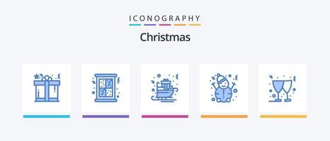 Christmas Blue 5 Icon Pack inklusive Weihnachten. Schneemann. Wagen. Schnee. Schlitten. kreatives Symboldesign vektor