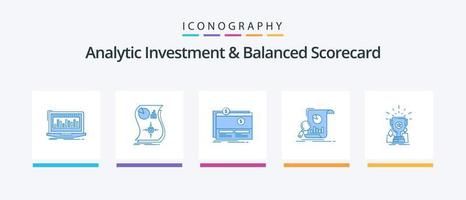 Analytische Investition und Balanced Scorecard Blue 5 Icon Pack inklusive Business. Analyse. Antwort. Webseite. Spendensammlung. kreatives Symboldesign vektor