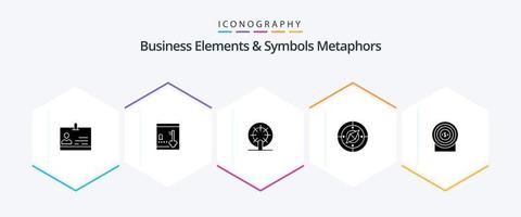 Geschäftselemente und Symbole Metaphern 25 Glyphen-Icon-Pack einschließlich Geld. Standort. Rad. Kompass. Navigation vektor