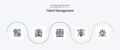 Talent Management Line 5 Icon Pack inklusive Lösung. Birne. Idee. Familie. Gruppe vektor