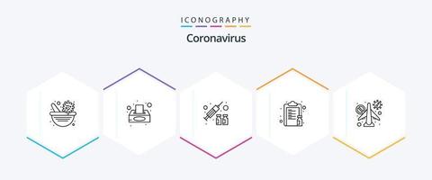 Coronavirus 25-Zeilen-Icon-Pack einschließlich Infrarot. Impfung. Grippe. Medizin. Arzneimittel vektor