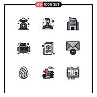 uppsättning av 9 modern ui ikoner symboler tecken för webb bloggande bloggare byggnad blog sida media redigerbar vektor design element