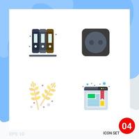 4 flaches Symbolkonzept für mobile Websites und Apps Bücher Körner Strom Landwirtschaft Browser editierbare Vektordesign-Elemente vektor