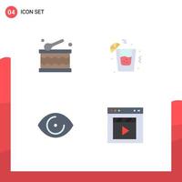 satz von 4 modernen ui symbolen symbole zeichen für feier vision trinken auge kino editierbare vektordesignelemente vektor
