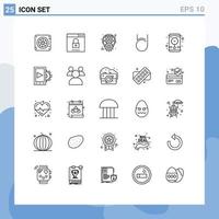 Packung mit 25 modernen Linienzeichen und Symbolen für Web-Printmedien wie Krypto-Währungsmünzen-Sicherheits-Bit-Deal weltweit editierbare Vektordesign-Elemente vektor