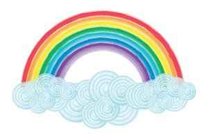 Akvarell regnbåge och moln