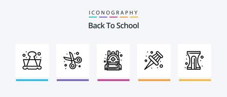 Back to School Line 5 Icon Pack inklusive . schnell. Notizblock. trinken. Bleistift. kreatives Symboldesign vektor
