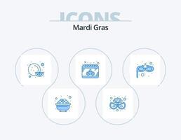 Mardi Gras blau Icon Pack 5 Icon Design. . Kostüm Maske. Frucht. Karnevalsmaske. Maske vektor