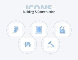 Bau- und Konstruktionsblau-Icon-Pack 5-Icon-Design. Konstruktion. Fenster. Tischler. Tür. Kabel vektor