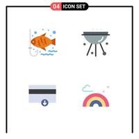 4 kreativ ikoner modern tecken och symboler av fisk finansiera fritid Kafé betalning redigerbar vektor design element