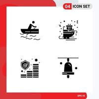 4 solides Glyphenpaket der Benutzeroberfläche mit modernen Zeichen und Symbolen der Bootsversicherung Wasser Weihnachtsmann Geld editierbare Vektordesign-Elemente vektor