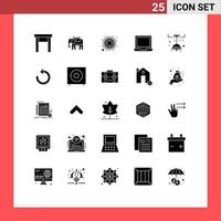 Stock Vector Icon Pack mit 25 Linienzeichen und Symbolen für die Lampeneinstellung Pfeilpräferenz Konfigurieren Sie bearbeitbare Vektordesign-Elemente