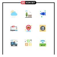 9 kreative Symbole, moderne Zeichen und Symbole der Aktentasche in der Karte, Pin-Tasche, linker Chat, online editierbare Vektordesign-Elemente vektor