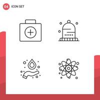4 kreativ ikoner modern tecken och symboler av portfölj väte resväska tacksägelse atom redigerbar vektor design element
