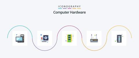 Computerhardware-Flat-5-Icon-Pack einschließlich Hardware. Computer. Hardware. W-lan. Modem vektor