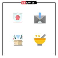 Stock Vector Icon Pack mit 4 Zeilenzeichen und Symbolen für Schildbox Plain Email Diamond editierbare Vektordesign-Elemente