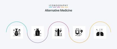 alternativ medicin glyf 5 ikon packa Inklusive verktyg. sjukvård. medicin. läkare. medicinsk vektor