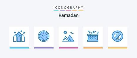 Ramadan Blue 5 Icon Pack inklusive Fasten. Festival. Wanduhr. Feier. Ägypten. kreatives Symboldesign vektor