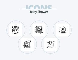 Baby-Dusche-Line-Icon-Pack 5 Icon-Design. . . Spielzeug. Ballon. Spielzeit vektor