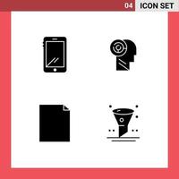 stock vektor ikon packa av 4 linje tecken och symboler för telefon dokumentera android spel sida redigerbar vektor design element