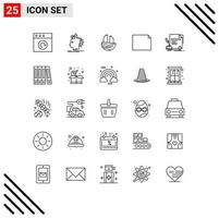 25 Zeilenpaket für die Benutzeroberfläche mit modernen Zeichen und Symbolen für Dokumentvertrag Tierlandschaftsdokument bearbeitbare Vektordesign-Elemente vektor