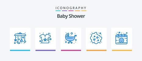 bebis dusch blå 5 ikon packa Inklusive gynekologi. mat. ungar. äta. bebis. kreativ ikoner design vektor