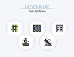 Schönheitssalon Linie gefüllt Icon Pack 5 Icon Design. Lowboy-Tisch. Schönheitstisch. Pulver. Schönheitssalon-Spiegel. Erleuchtung vektor