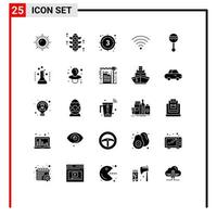 uppsättning av 25 modern ui ikoner symboler tecken för musik instrument film audio signal redigerbar vektor design element