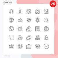 Aktienvektor-Icon-Pack mit 25 Linienzeichen und Symbolen für Standort-Muskelkreis-Routine-Checkliste editierbare Vektordesign-Elemente vektor