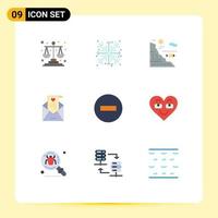 Stock Vector Icon Pack mit 9 Zeilen Zeichen und Symbolen für Löschvorschlag unter Liebesbrief fischen editierbare Vektordesign-Elemente