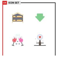 4 tematiska vektor platt ikoner och redigerbar symboler av säng datum hotell downlod kärlek redigerbar vektor design element