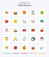 kreativ kinesisk ny år 25 platt ikon packa sådan som ny. mynt. kinesiska. tecken. tur vektor