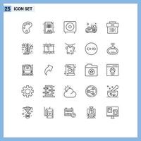 användare gränssnitt packa av 25 grundläggande rader av företags- väska enheter projektor beamer redigerbar vektor design element