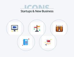 Startups und neue Business Flat Icon Pack 5 Icon Design. Geschäft. Weg. Marketing. Weg. Online-Meeting vektor