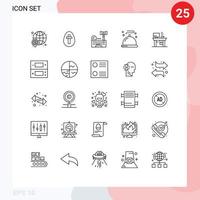 uppsättning av 25 vektor rader på rutnät för service meny tecken mat lag redigerbar vektor design element
