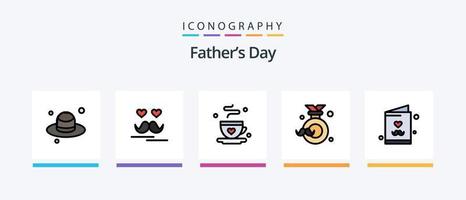 fäder dag linje fylld 5 ikon packa Inklusive brätte. fäder dag. pappa. far. ballong. kreativ ikoner design vektor