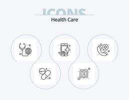 hälsa vård linje ikon packa 5 ikon design. genetik. temperatur. sjukhus. ring upp vektor