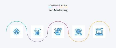 SEO Marketing Blue 5 Icon Pack inklusive Website. seo. Medaille. suchen. online vektor