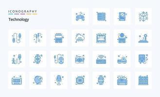 25-Technologie-Blau-Icon-Pack vektor